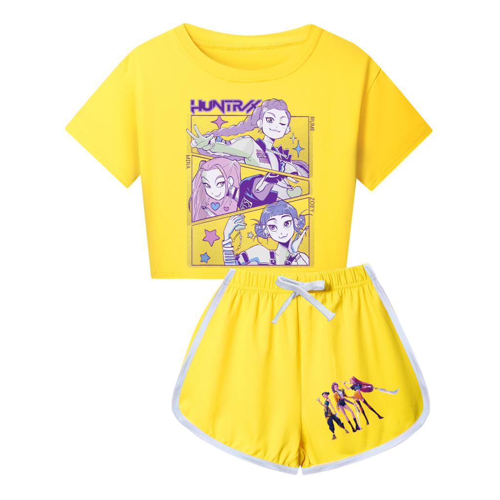Kids Summer Sport T-Shirt And Shorts 2 Piece Outfit Tracksuit Set Short Sleeve Print Crop Tops With Clothing Set