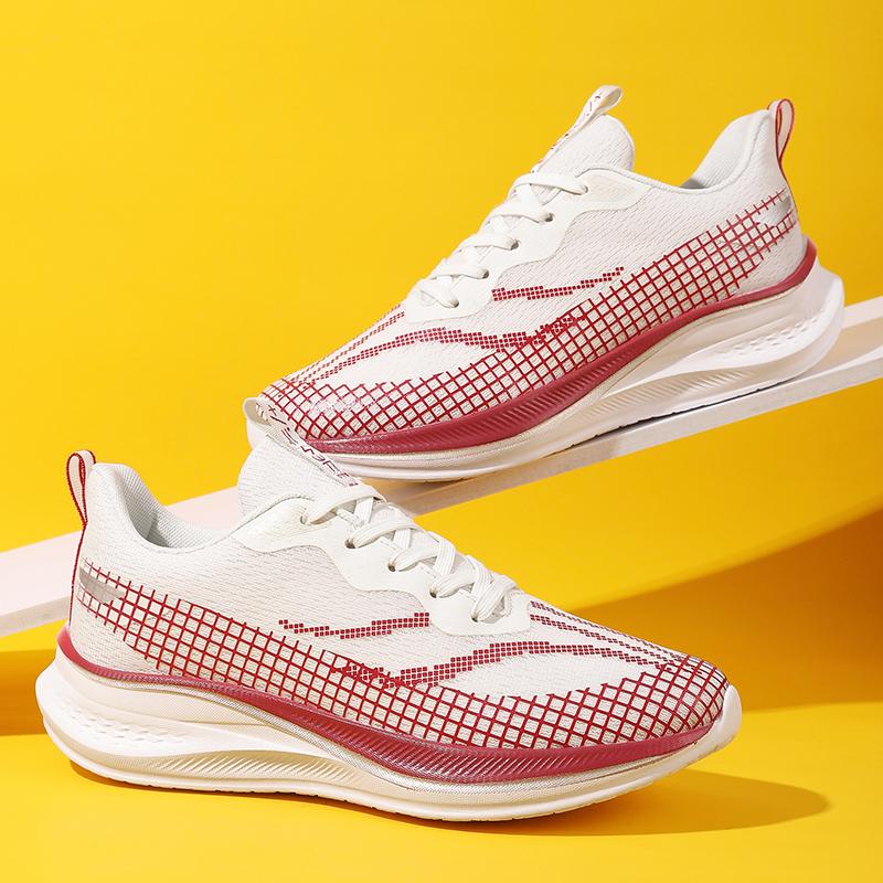 Mens Shock Absorption Running Shoes Airy Mesh Lightweight Anti-Skid Athletic Shoes Gym Jogging Walking Training Outside Athletic