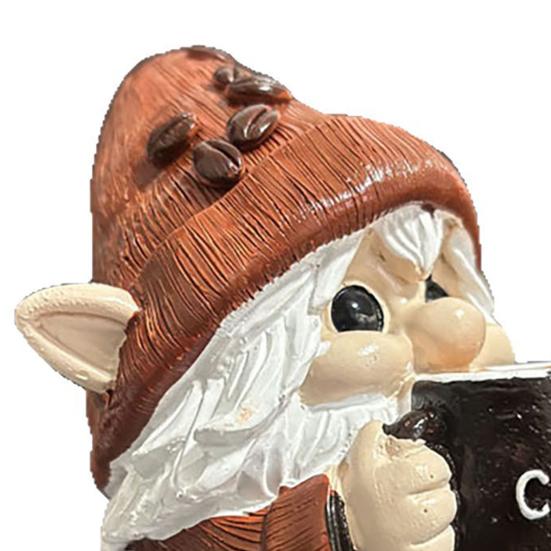 Kávový trpaslík figurka ručně vyráběná pryskyřičná trpasličí ozdoba stolní trpasličí soška pro domácí kuchyni jídelnu dekor kávového koutku