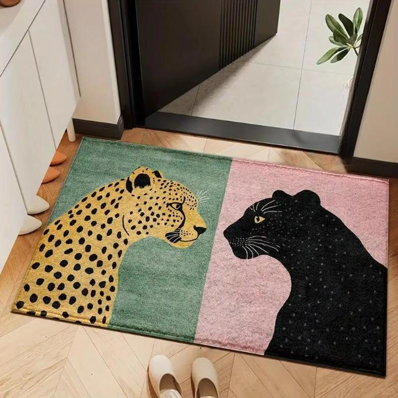 1 Stück Trendige und coole Leopardenmuster-Fußmatte, Geeignet für den Eingang Ihres Zuhauses. Fußmatte mit Druckmuster für Decora Indoor