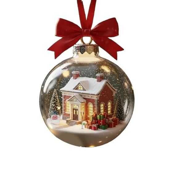 

Рождественский подвесной шар со сценой, праздничная атмосфера, украшение с домиком внутри, декоративный орнамент, домашний декор для вечеринки C