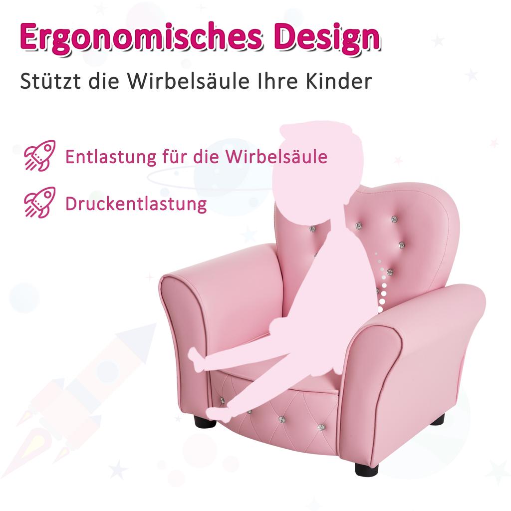 Sillón Sofá Infantil para Niños Sillón Infantil Asiento Relajarse Sala de Juegos Asiento Niña Princesa Rosa