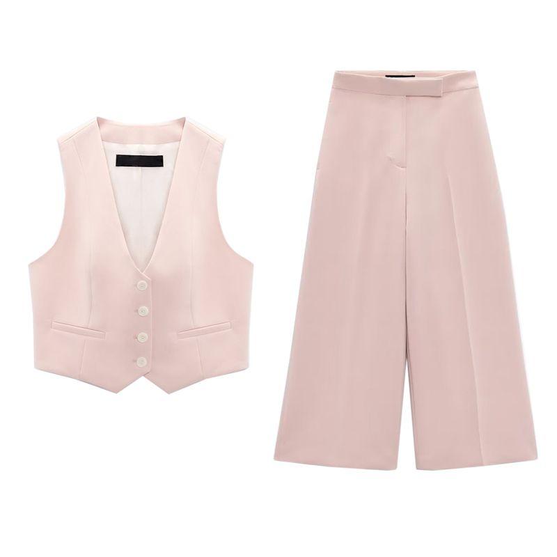 Spring New Arrival High Waist Loose Pants Pants 2955888 Sleeveless V Neck Short Vest 2966888