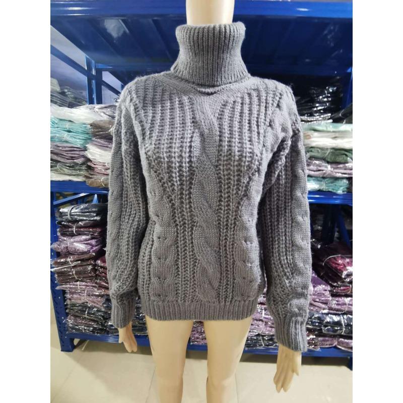 Women's Solid Color Turtleneck Knitted Sweater Top