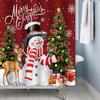 Söt snögubbe älg julduschdraperi med julgran & presentförpackningsdesign, snöflinga nyårsbadrumsdekorationsset för helgdagar