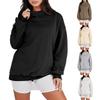 2025 Autumn/Winter Women's Loose High Neck Solid Color Long Sleeve Pullover Sweatshirt