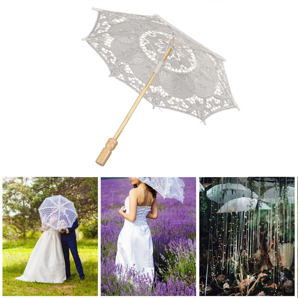 Lace Umbrella Wedding Bridal Parasol Umbrella for Photography Props Wedding SuppliesS Beige