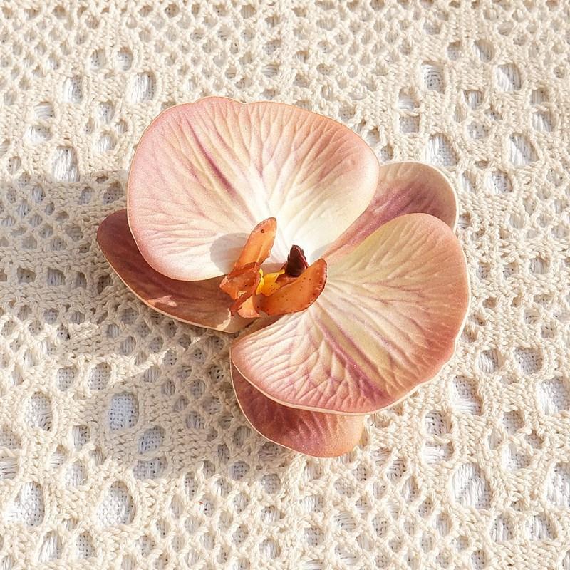 3D Print Big Butterfly Orchid Head Silicone Cotton Artificial Flower Wedding Souvenir Party Gift Box Decor Headdress Flower