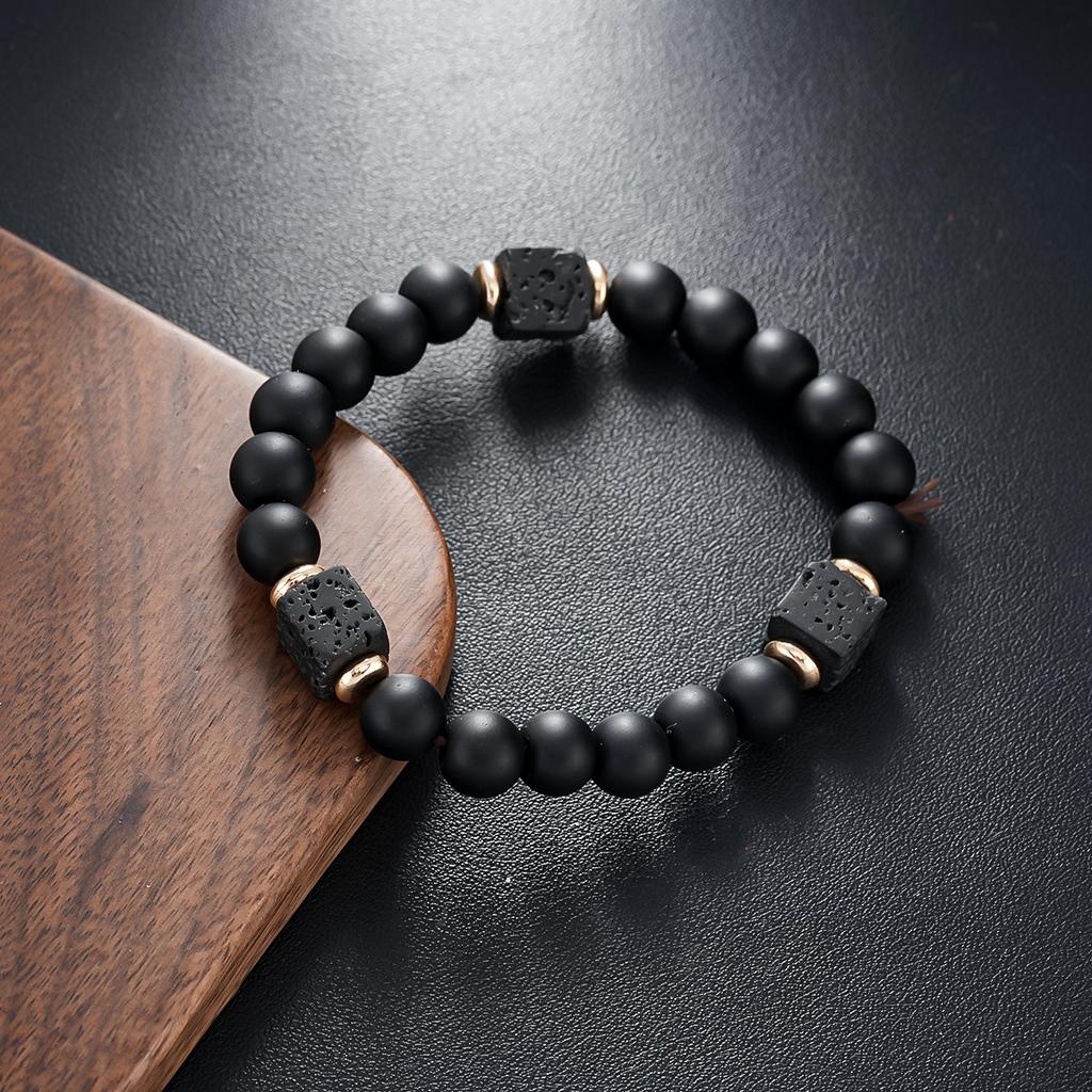 Men's Abrasive Stone Bracelet, Volcanic Stone Natural Stone Beaded Bracelet, Hand Decoration