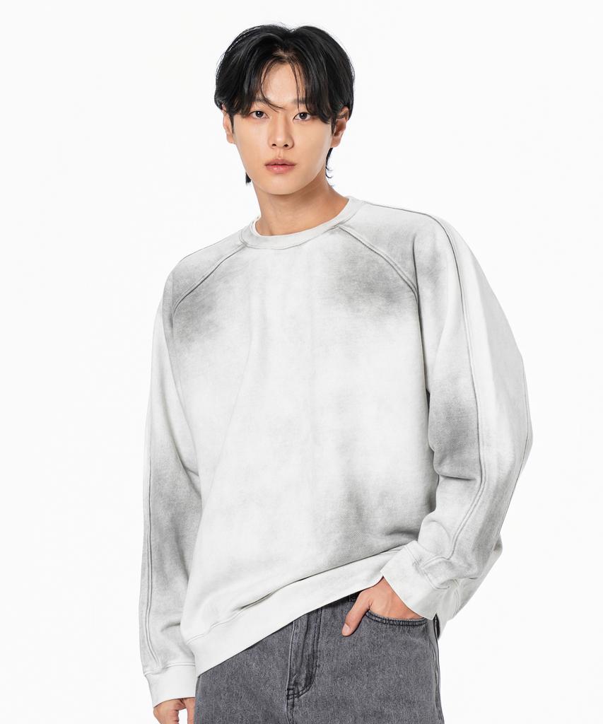 MOZMOZ Heavy Weight Pigment Raglan Back Slit Oversized Sweatshirt Dirty Gray