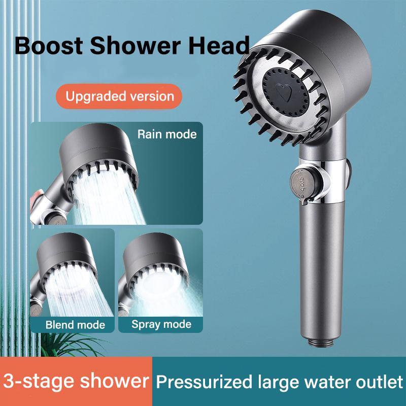 Duș de Mână cu 4 Moduri de Înaltă Presiune cu Filtru, Buton Ajustabil, Cap de Duș pentru Baie cu Economie de Apă, Accesorii de Baie