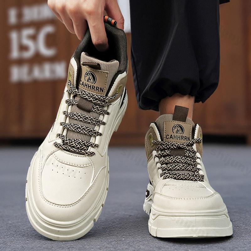 Men's Work Shoes 2026 Autumn New Outdoor Non Slip Comfortable Platform Sneakers Fashion Cross Tied Height Increase Casual Shoes