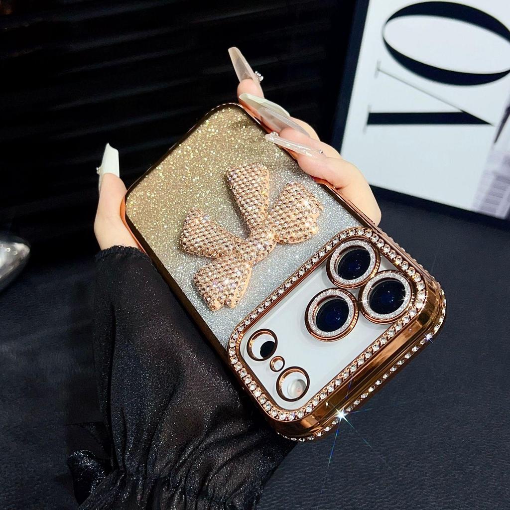 Luxury Rhinestone Bowknot Phone Case for Apple 17 Promax - Full Coverage