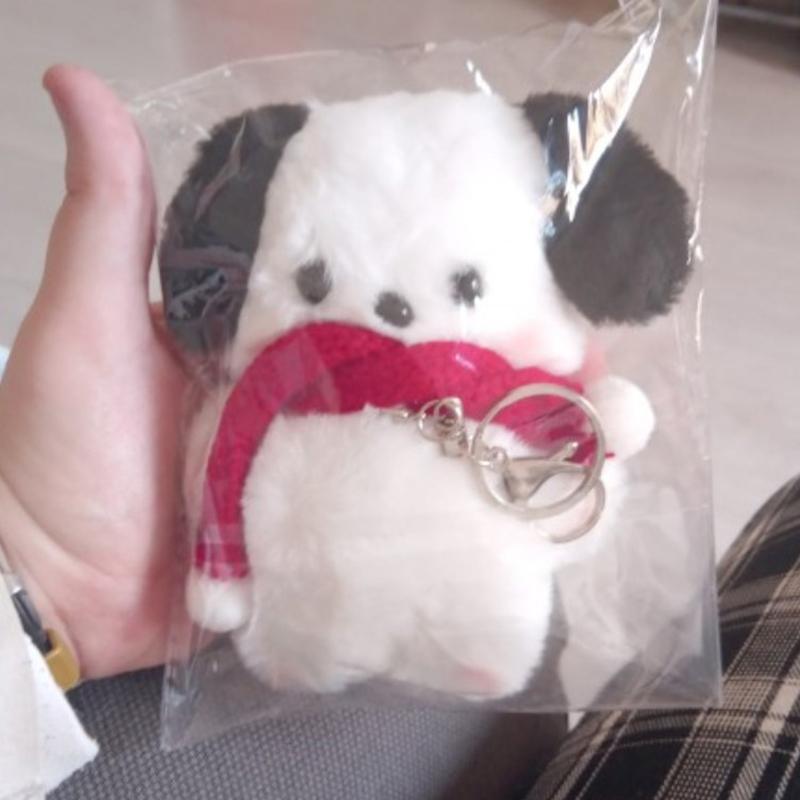 Kawaii Sanrioed Anime Cartoon Series Pochacco Cute Soft Plush Keychain