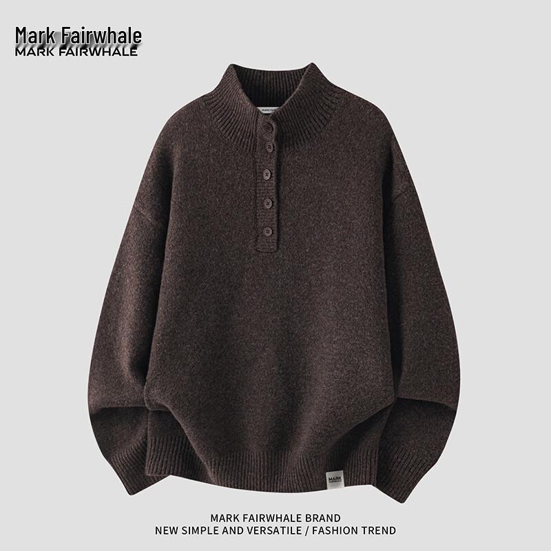 Mark Fairwhale Men's Henley Neck Loose-Fit Knit Sweater