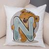 Cute Cartoon Bear Animal Cushion Cover Sofa Children'S Room English Letter Print Pillowcase With Zipper Cushion Cover