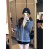 Kumikumi Idle Style Stripes Hooded Zipper Knitting Sweater Women Fall Easiest for Match Loose Slim-Fit Casual Shirt