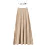 Women's 100% Pure Cashmere High Waist Long Skirt - Solid Color, Elastic Drape, Plush for Autumn/Winter