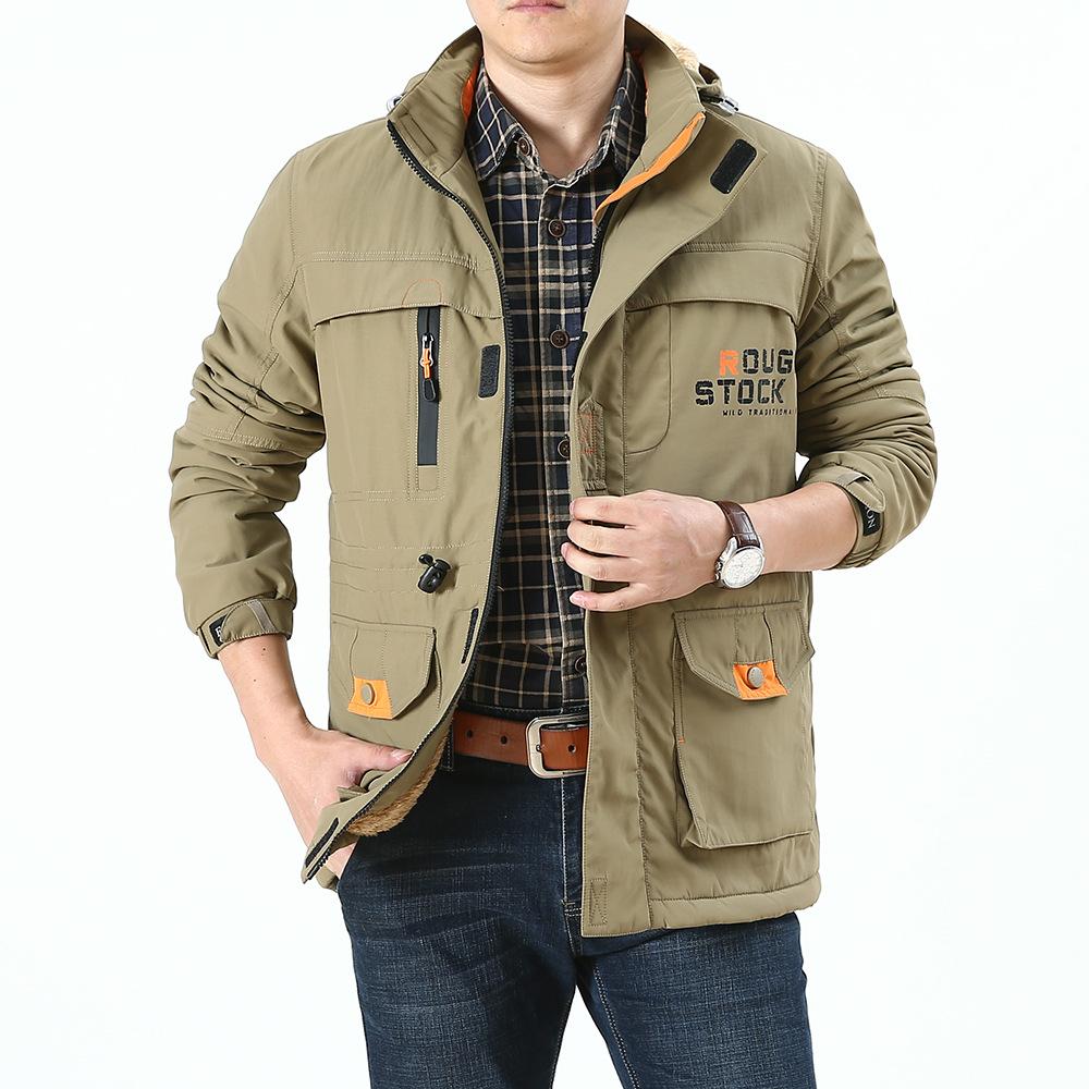 Winter Men's Clothing Large Size Casual Velvet Cotton-padded Clothes Men's Medium and Long Outdoor Large Size Outdoor Men's Jackets