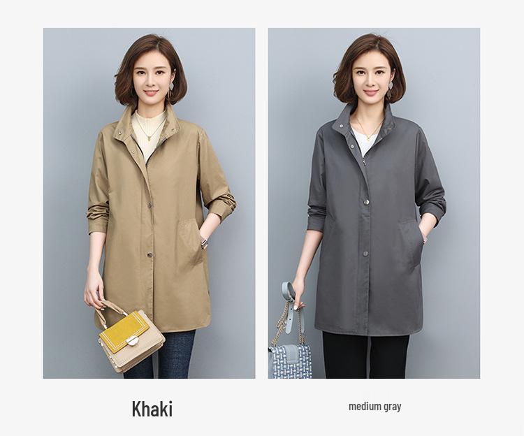 2024 Plus Size Women's Lightweight Trench Coat for Spring & Autumn - Stylish Short Jacket for Mature Ladies