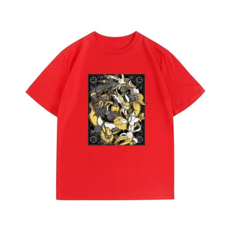Sommar Ny Pokémon Tecknad Umbreon Tryckt T-shirt Herr- och Dam Y2K Harajuku Lös Casual Trend Mångsidig Kortärmad Topp