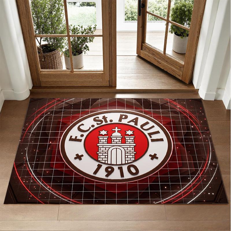 FC St. Pauli Football Design Crystal Velvet Rug Soft Decorative Mat for Bedroom Entrance