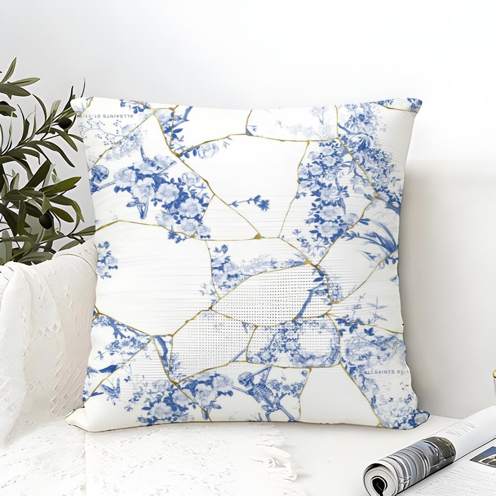 Classic AAllsaints Floral Pillow Case Cotton Linen Fabric Square Zipper Pillowcase Home Decorative Living Room