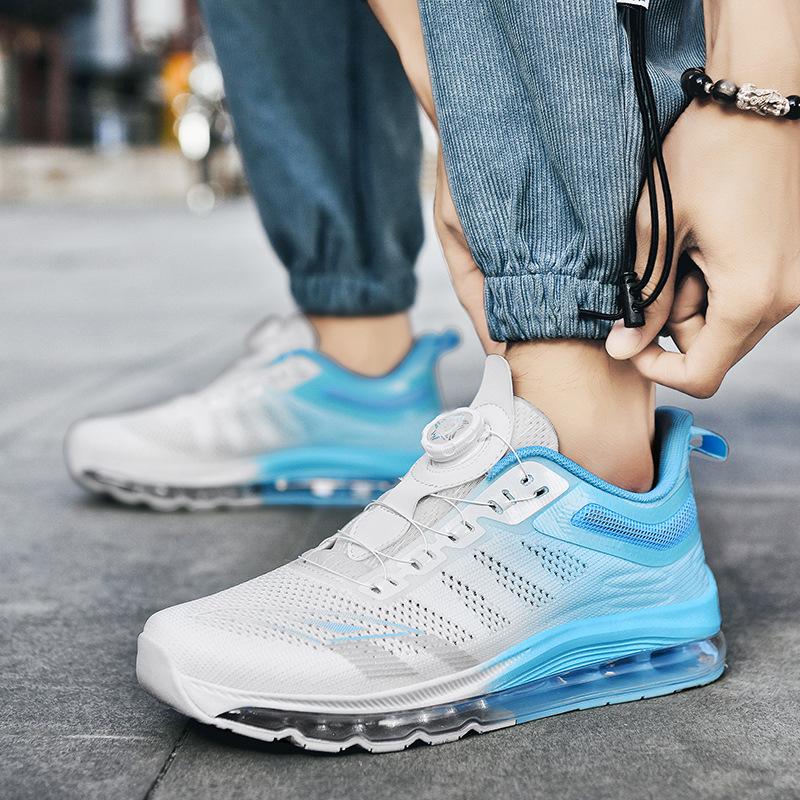 

2024 Men s Full-Length Air Cushion Running Shoes with Rotating Buckle - Extra Large Size, High-Quality Sports Footwear 47 чорний/зелений