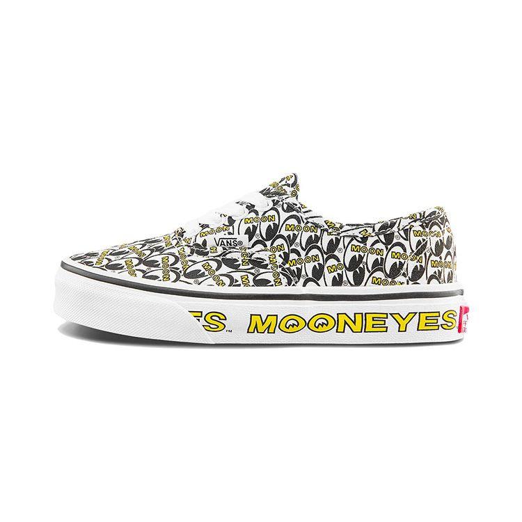 Vans Mooneyes X  Authentic Casual Low Top Kids Skate Shoes Kids Sneakers Black White Yellow VN0A3UIVYB2