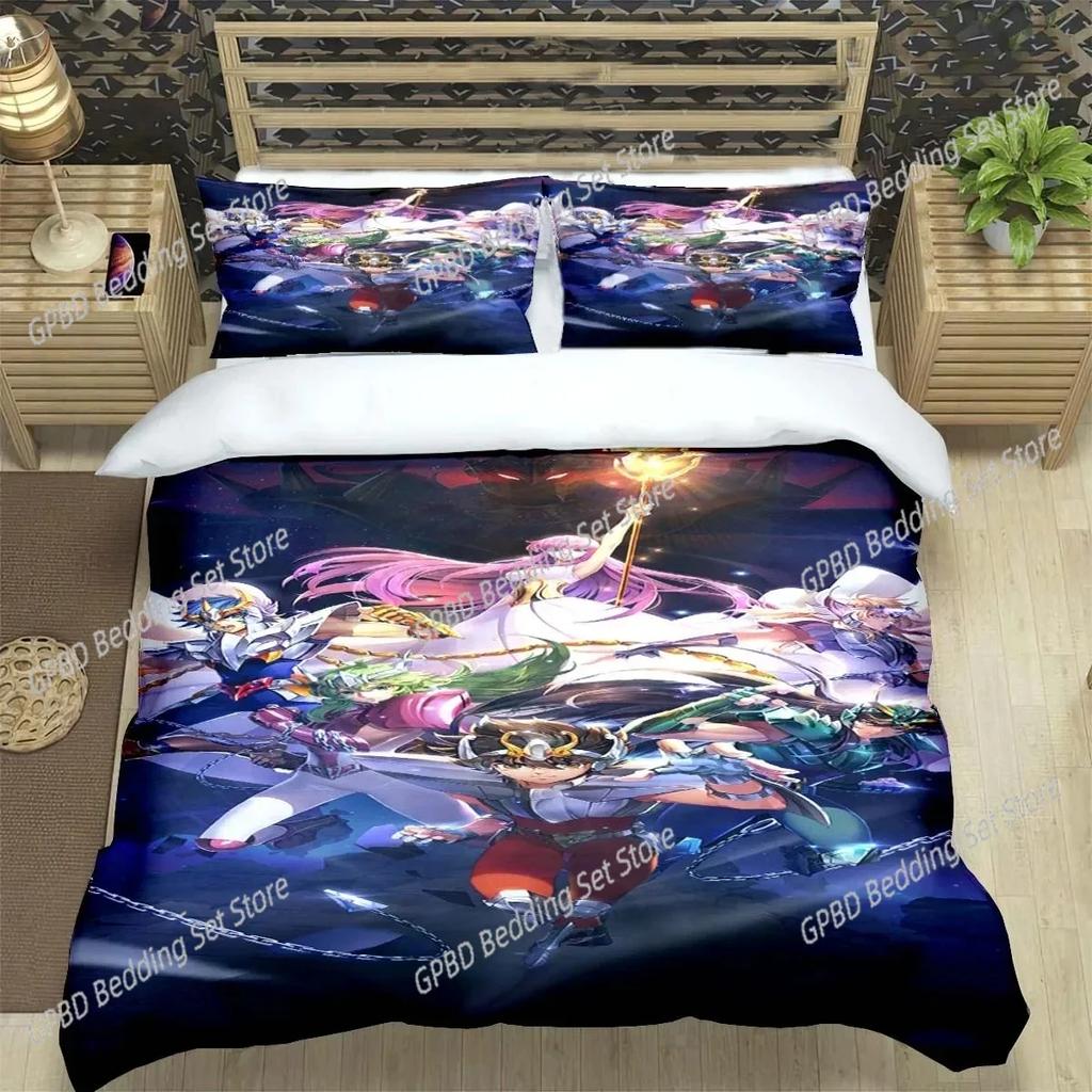 Comforter Saint Seiya 3D Bedding Set Black Comforter King Queen Size Polyester