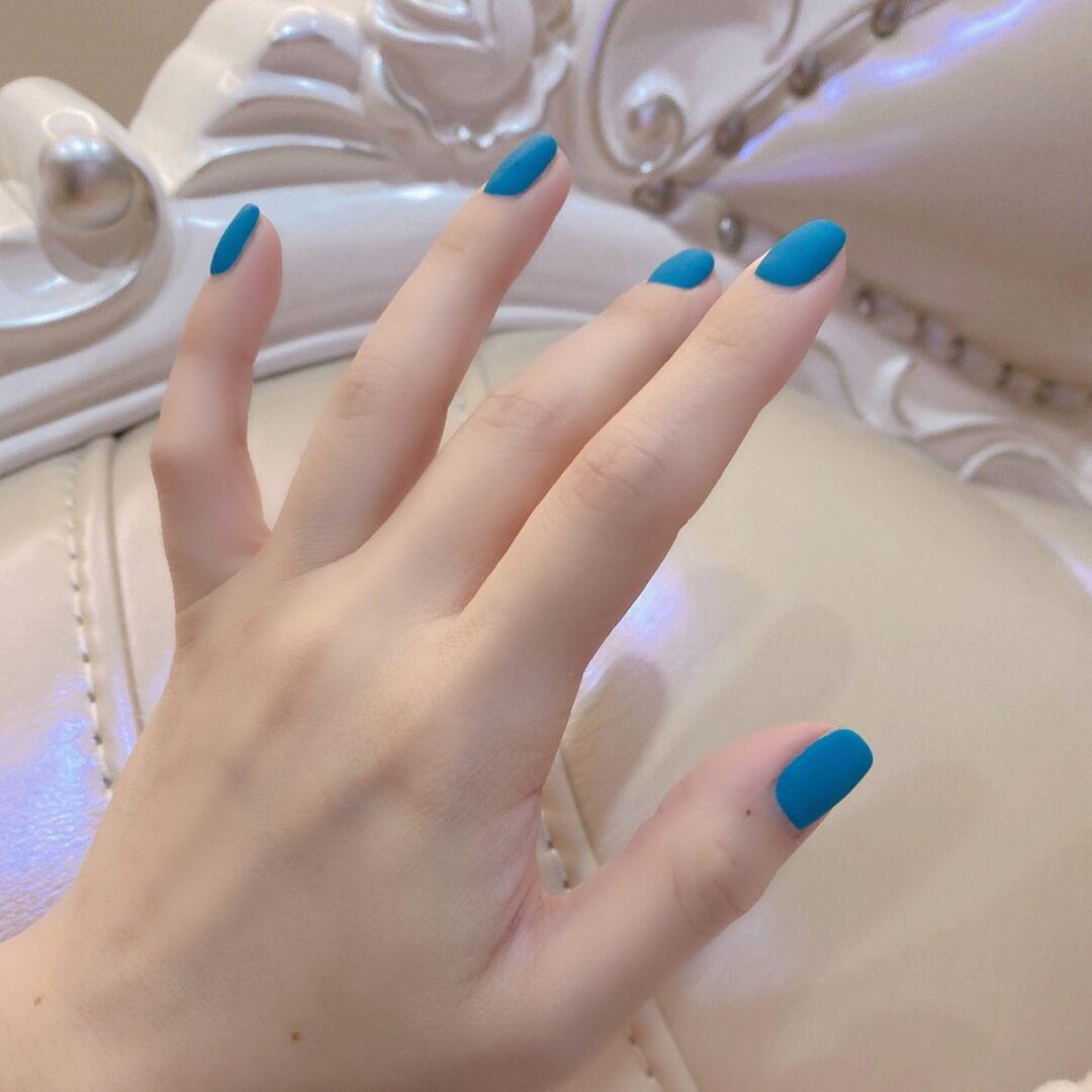 Frosted Blue Whitening Wearable Nail Stickers - Waterproof & Removable JP767 [Glue Version]