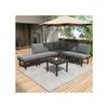 Garden Furniture Set, Galvanized Iron Structure, Set of 6, Grey Rope Garden Furniture Set
