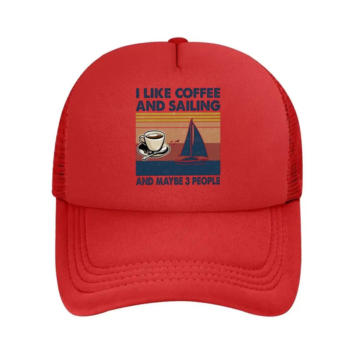 Coffee and Sailing A Relaxing Combo Mesh Baseball Cap One Size