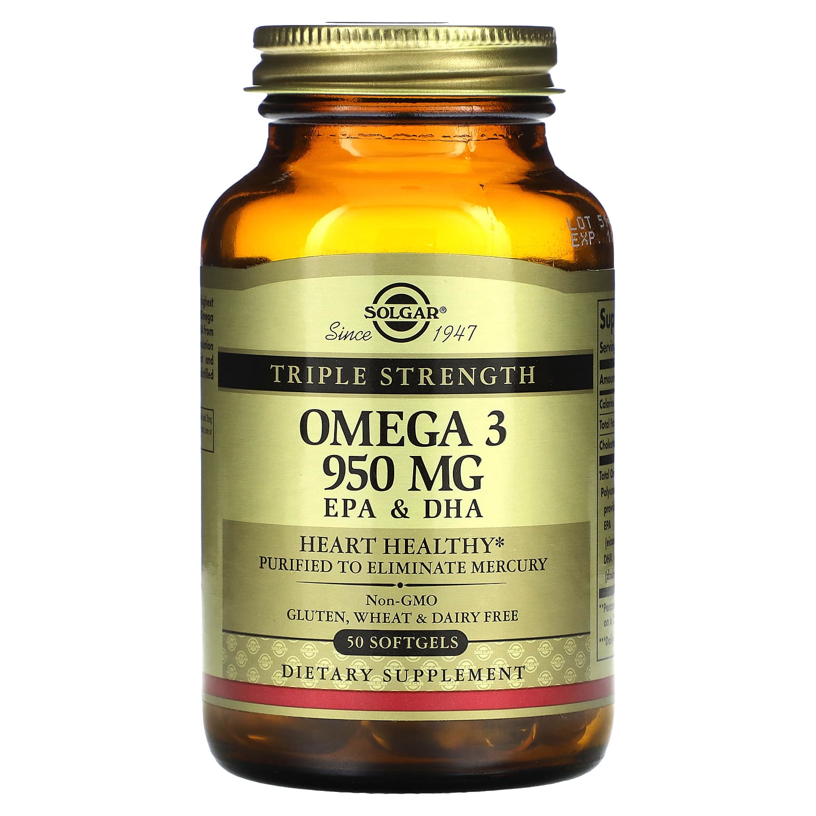 

Solgar, Omega3, EPA та DHA, потрійна сила, 950 мг, 50 м яких капсул