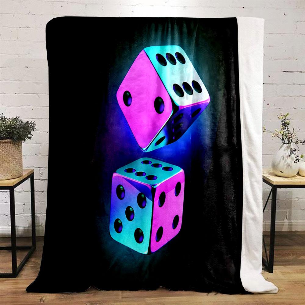 Neon Glow Dice Design print blanket soft and cozy perfect for the living room bed sofa or a nap,gift