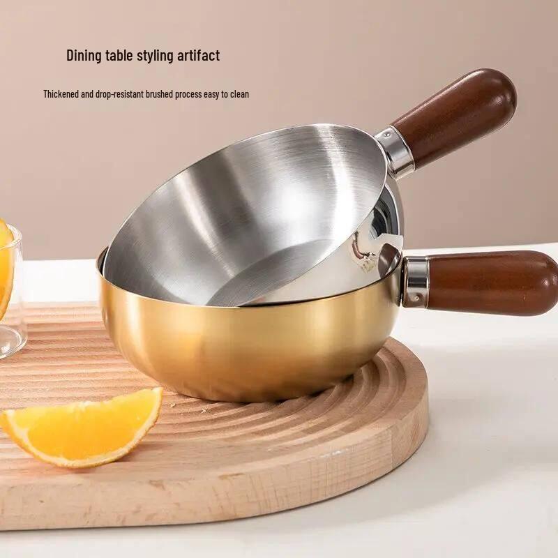 Pentola per brodo extra spessa in acciaio inossidabile 304 con manico - Perfetta per noodles istantanei, olio caldo o latte.