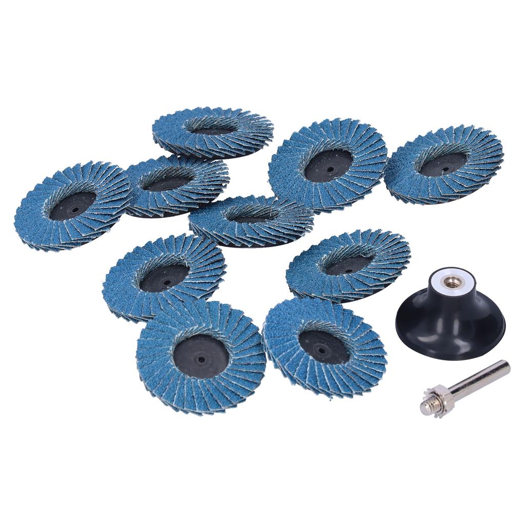 10Pcs Abrasive Wheel 80?Grit Torsion Zircon Corundum Grinding Flap Disc with Rubber Disc 2in