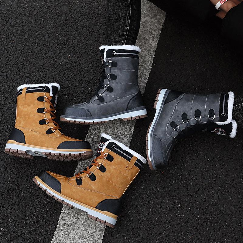 Men's boots autumn and winter fashion trend Martin boots outdoor warm snow boots casual large size cotton shoes men