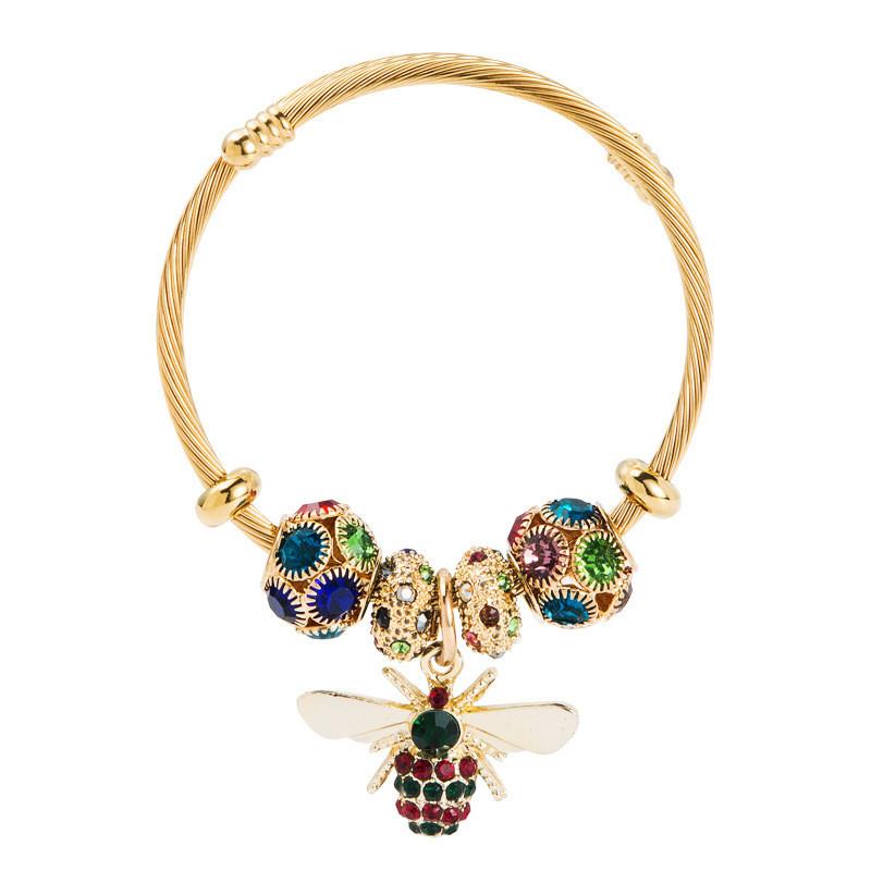 Fashion Bee Bangle Brass Plated Adjustable Jewelry For Women Gift Idea