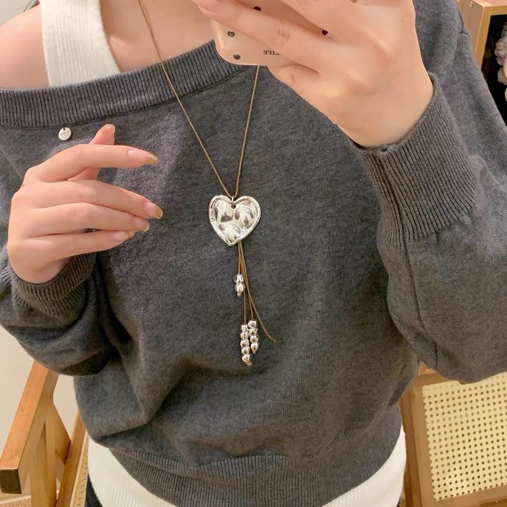 Y2k Heart Pendant Necklace With Geometric Alloy Design For Bohemian Fashion Fans