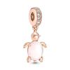 Plated Rose Gold Sparkling Pink Air Balloon & Levelled Heart Charm Bead Fit Original Sier Bracelet DIY Jewelry