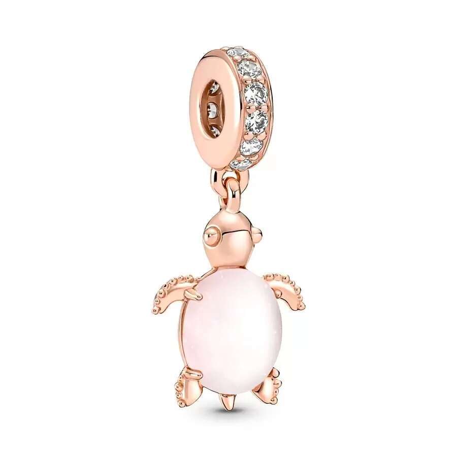 Plated Rose Gold Sparkling Pink Air Balloon & Levelled Heart Charm Bead Fit Original Sier Bracelet DIY Jewelry