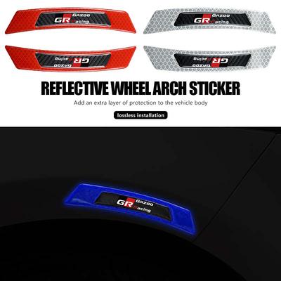 For 2pcs Car Reflective Strips Warning Stickers Emblem Auto Styling Accessories Crown Land Cruiser RAV4 Camry Yaris
