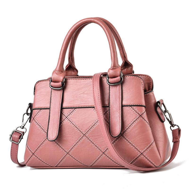 Urban Simple Style Pu Leather Handbag For Middle-aged Moms With Large Capacity розовый