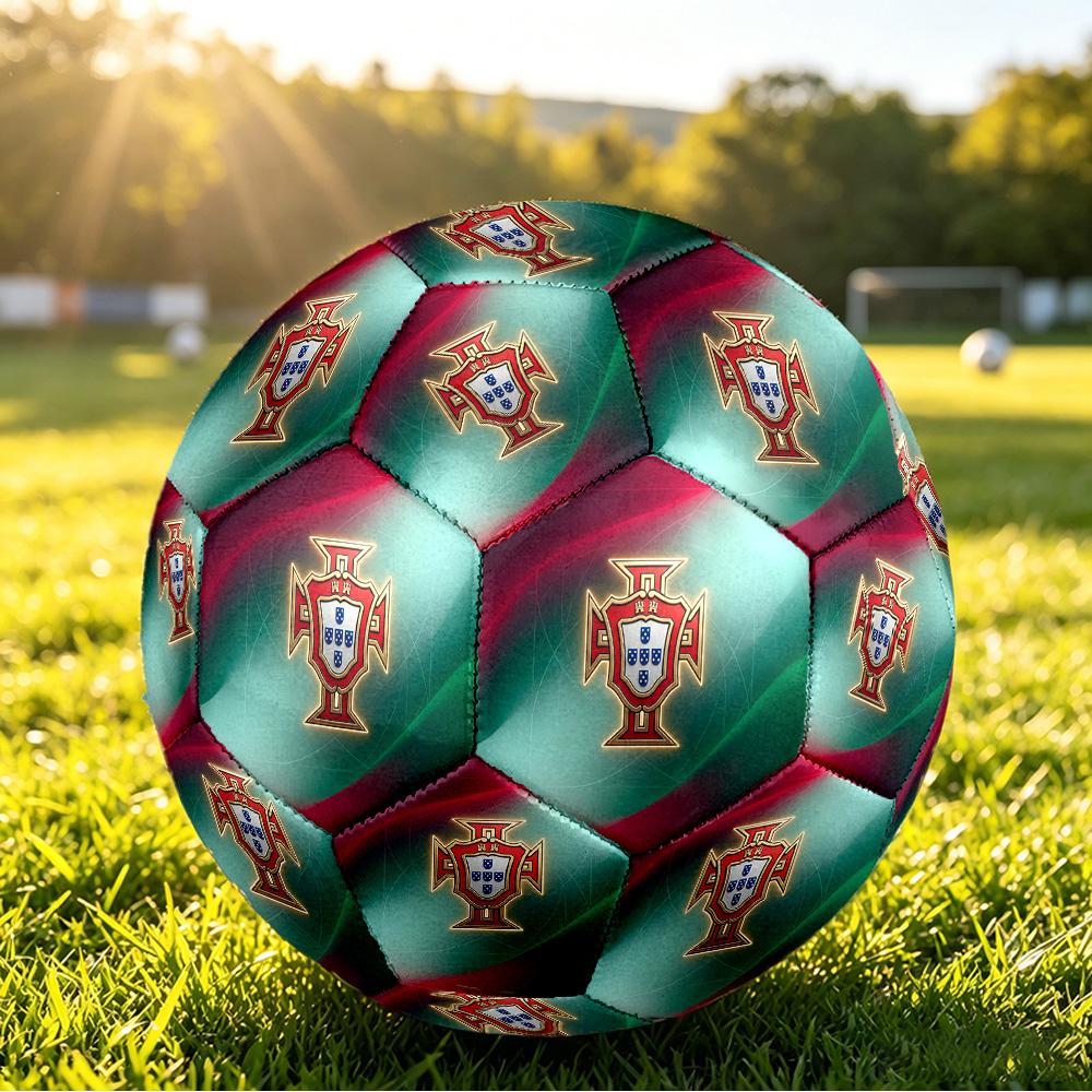 Portugal Football Printed Size 5 Soccer Ball Wear Resistant Standard Adult Training Football Fan Gift for Indoor Outdoor Match Sports