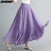 Dimanaf Plus Size Women Linen Skirts Female Elastic Basic Fashion Japanese Dress