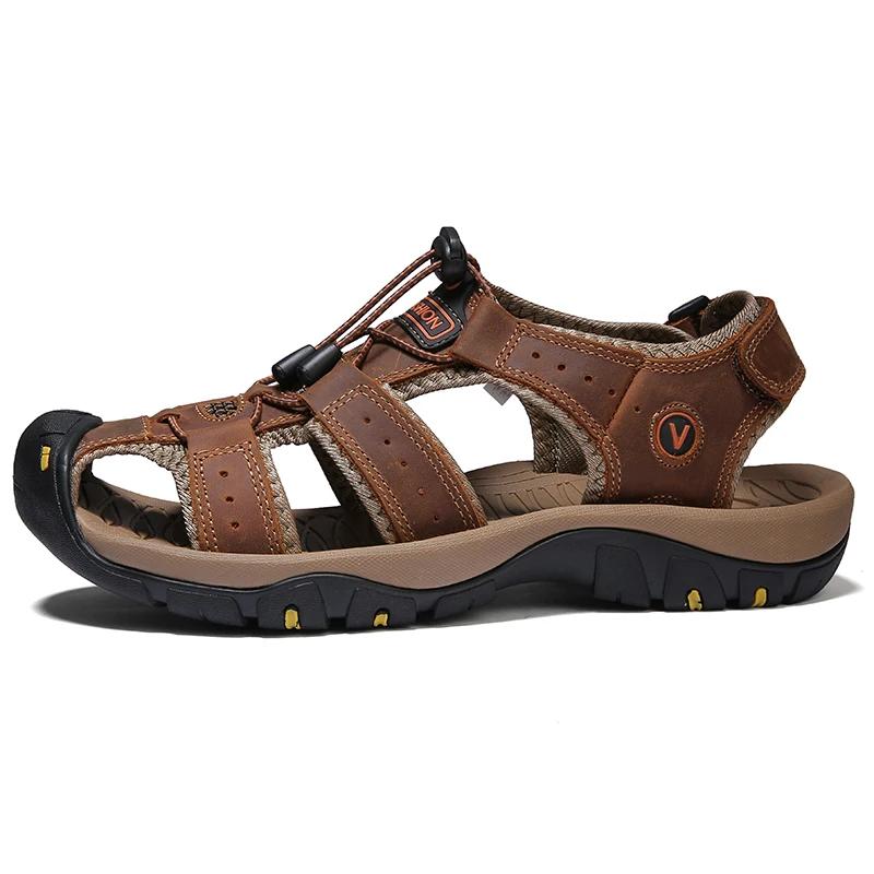 Fashion Golden Sapling Men Sandals Fashion Leather Outdoor Shoes Breathable Summer Outdoor Shoe Leisure Men's Sandal Mountain Footwear