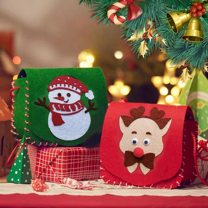 Christmas Heartfelt Gift DIY Handmade Backpack Material Santa Claus Snowman Tree Backpack Shoulder Bag Christmas Decorations