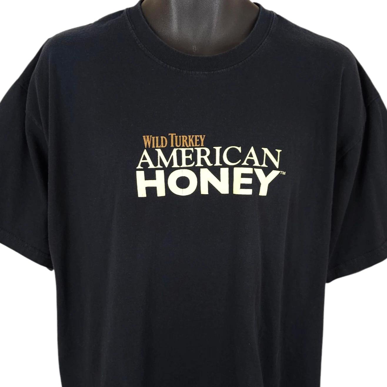 Wild Turkey Whiskey T Shirt Mens Size XL Black American Honey Liqueur Bourbon M