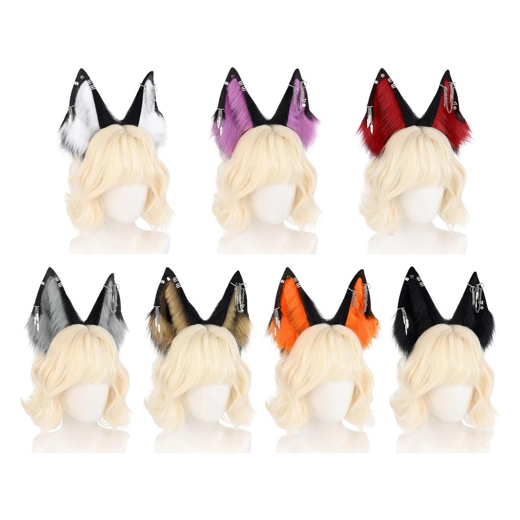 Elastic Faux Fur Wolf Ear Headband for Costume Parties Cosplay Event and Role Playing Gathering Dressingup Headwear